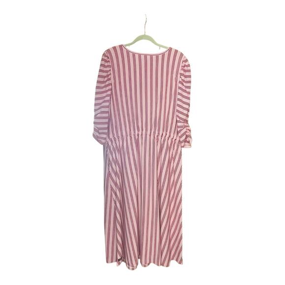 NWT Matilda Jane L Red Pink Stripe Knit Midi Dress Pockets 3/4 Sleeve - Picture 9 of 10